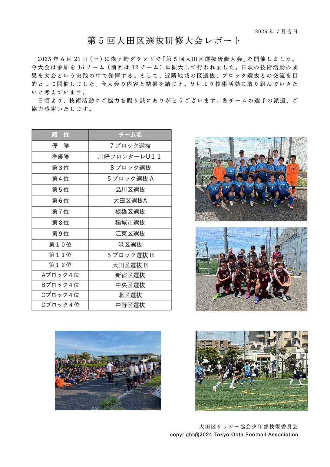 大田区選抜研修大会