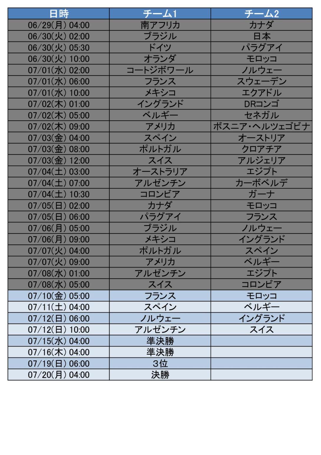 wsスケジュール