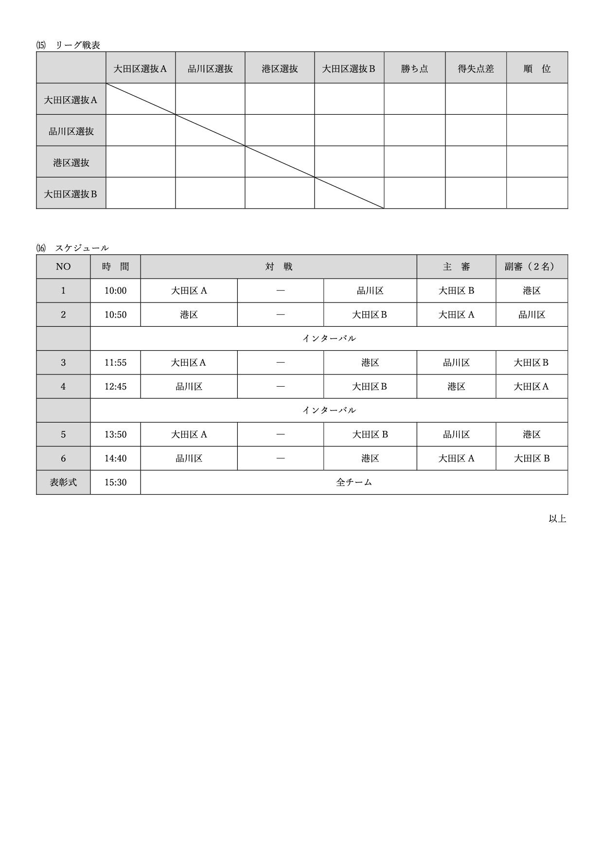 第１回大田区選抜大会